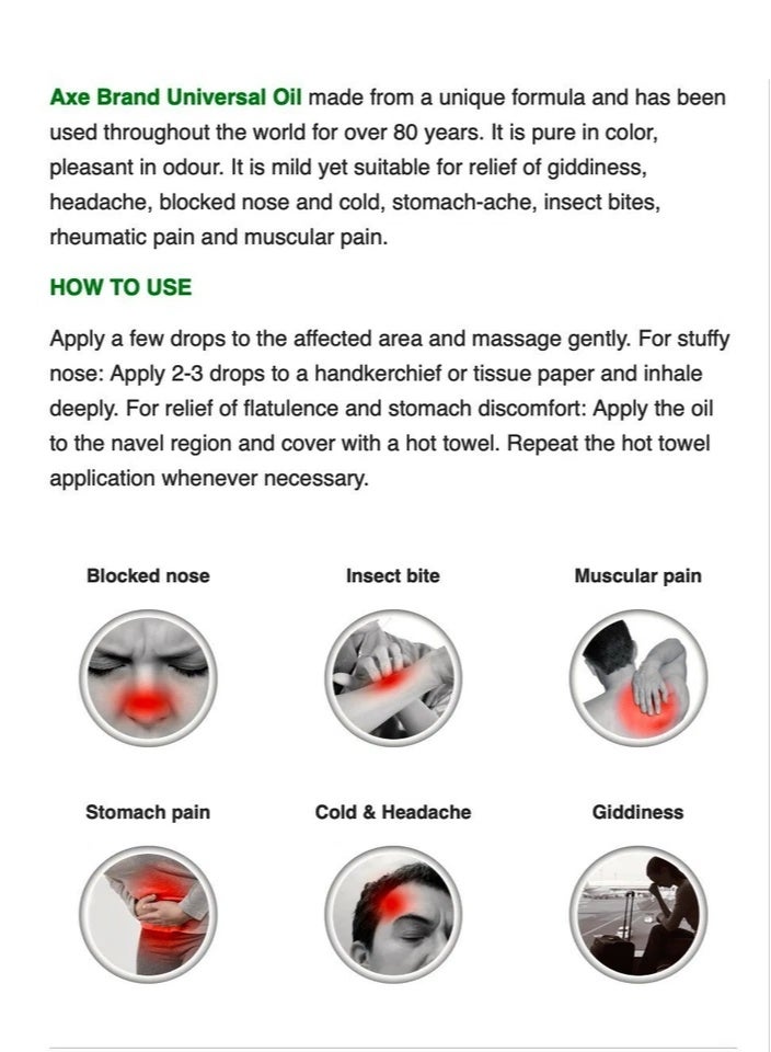 Axe Brand Universal Oil – Quick Relief for Cold, Headache and Muscle Pain - Image 2